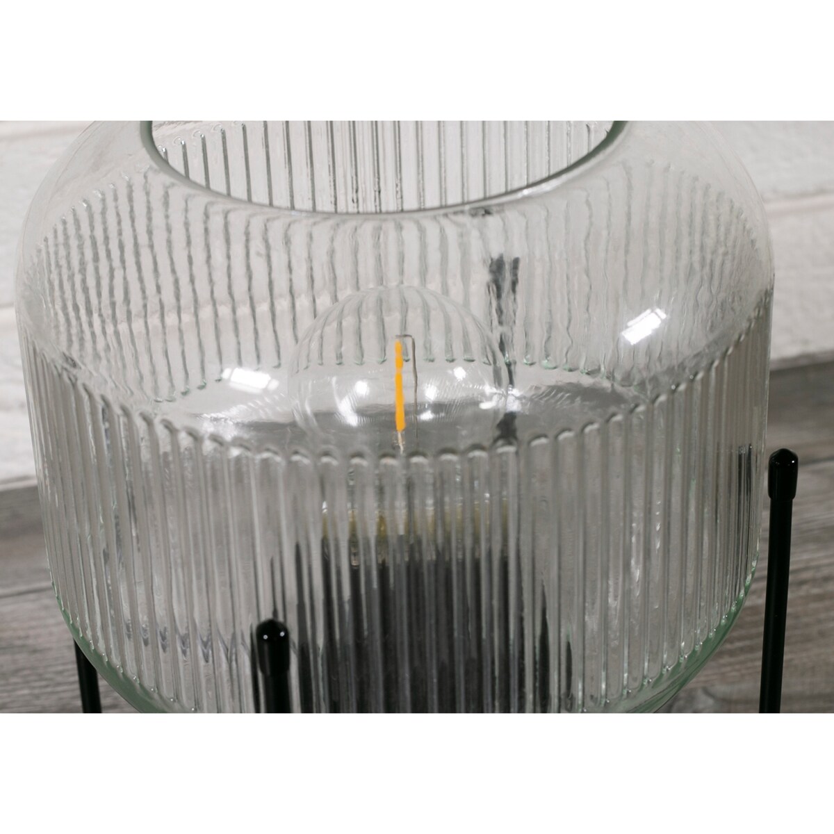 LAMPION LED na stojaku, szklany śr. 20cm