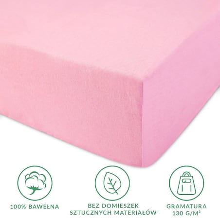 Prześcieradło jersey z gumką 140x200 kolor Jasny róż
