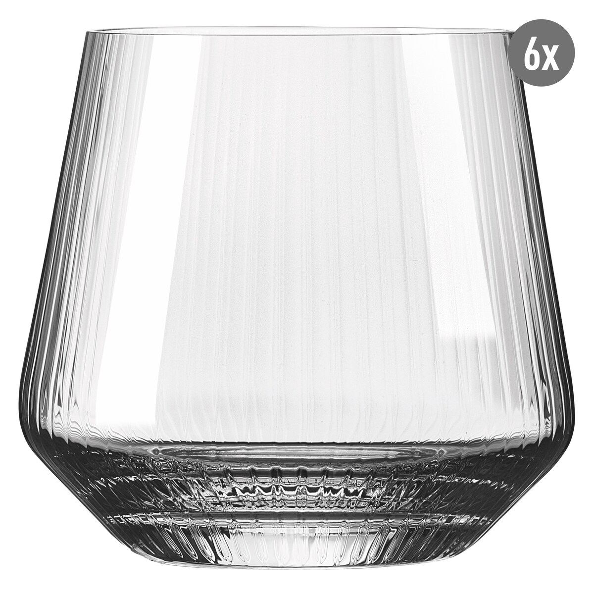Ritzenhoff Sonnenschliff – Zestaw 6 Kryształowych Szklanek 420 ml do Wody i Napojów, Ryflowane