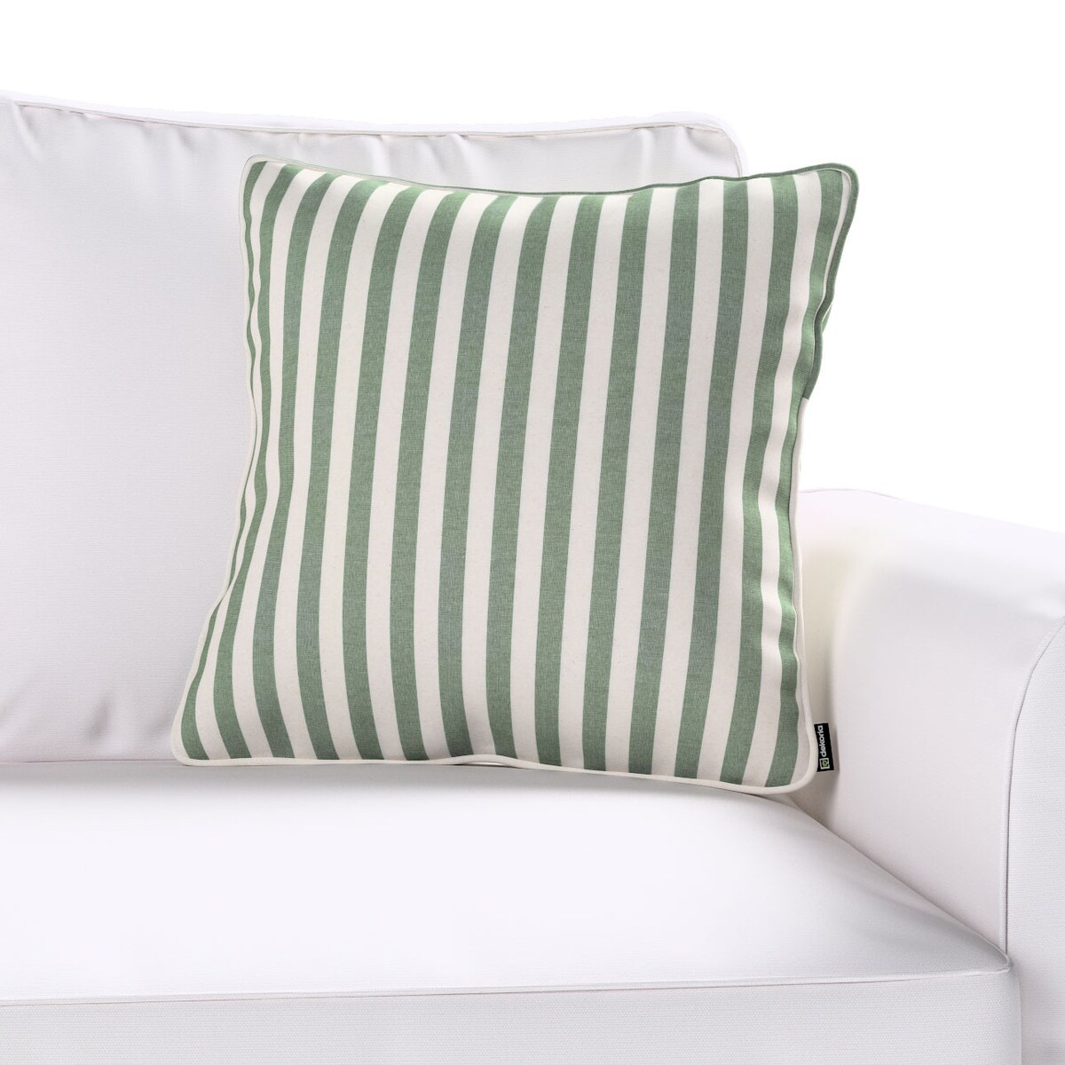 Poszewka Gabi na poduszkę 60x60 zielono-białe pasy (1,5cm)