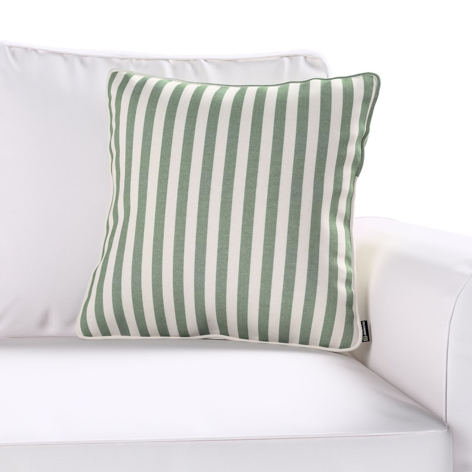 Poszewka Gabi na poduszkę 60x60 zielono-białe pasy (1,5cm)