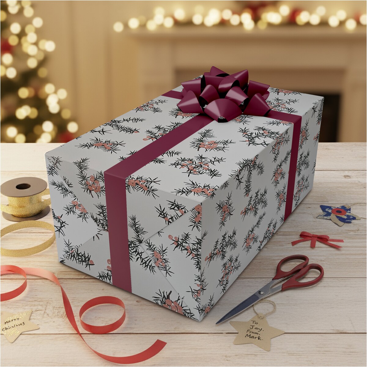 Papier Prezentowy Do Pakowania Prezentów 25 m MEGAROLKA Świąteczny Do Paczek Boże Narodzenie Ozdobny
