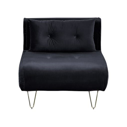 Sofa welurowa rozkładana czarna VESTFOLD