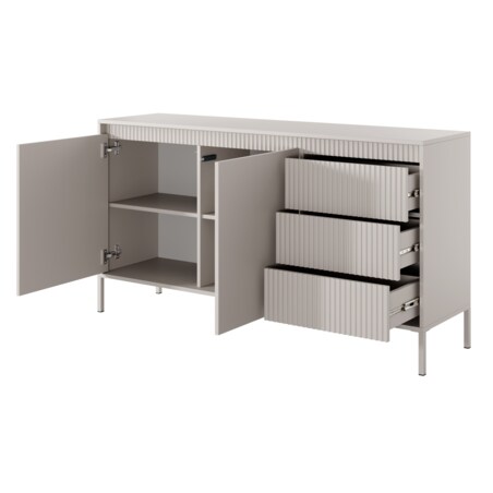 Komoda 153 2D3S ENSO ryflowana, beżowa