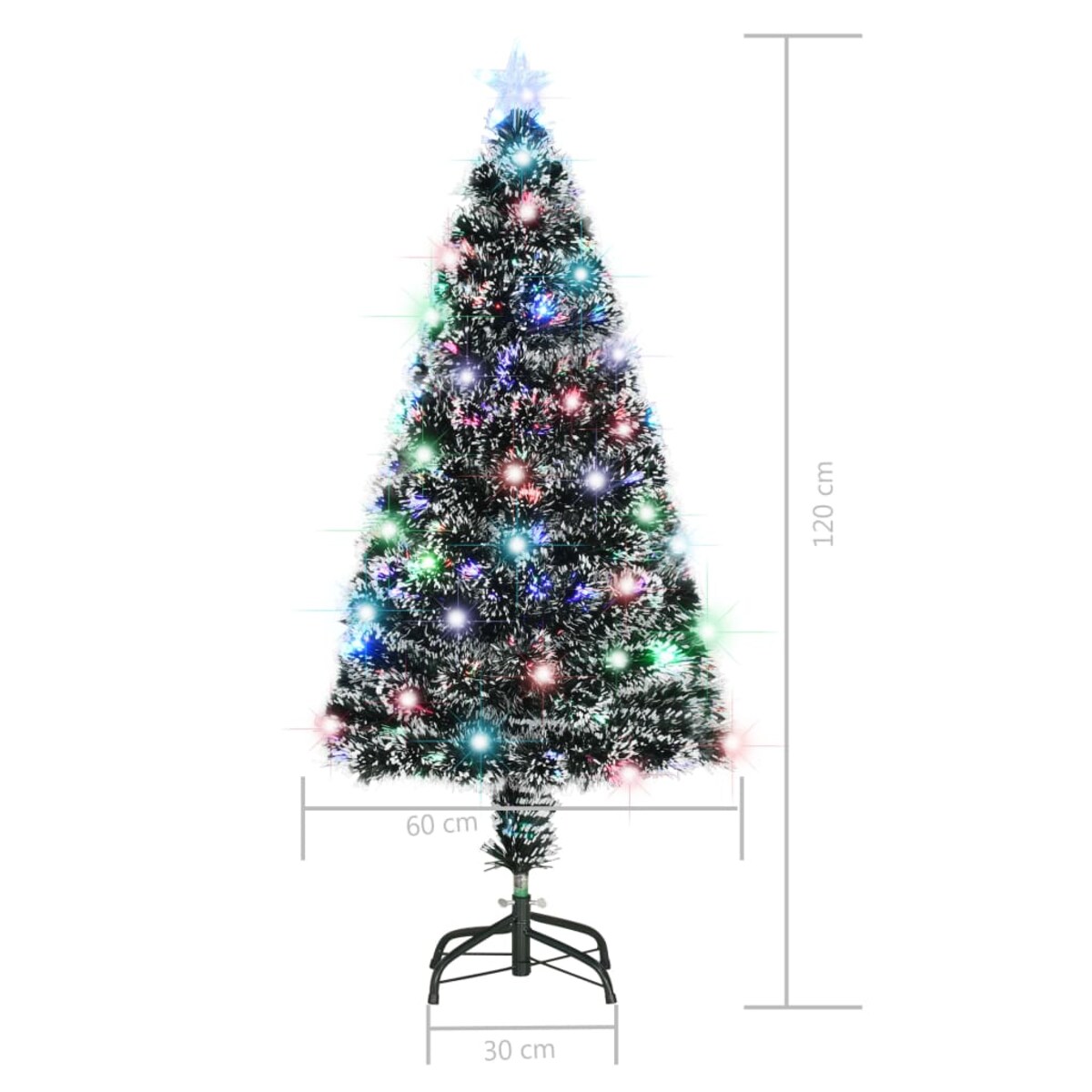 vidaXL Sztuczna choinka z LED i stojakiem 120 cm, włókno optyczne
