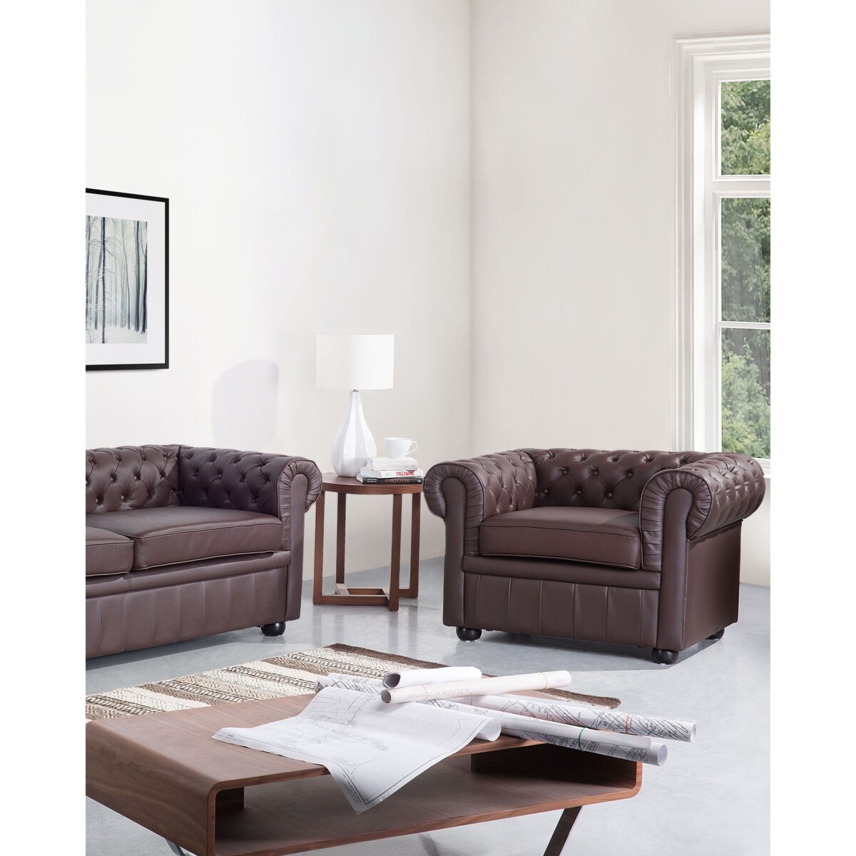 Fotel CHESTERFIELD Skóra naturalna Brązowy