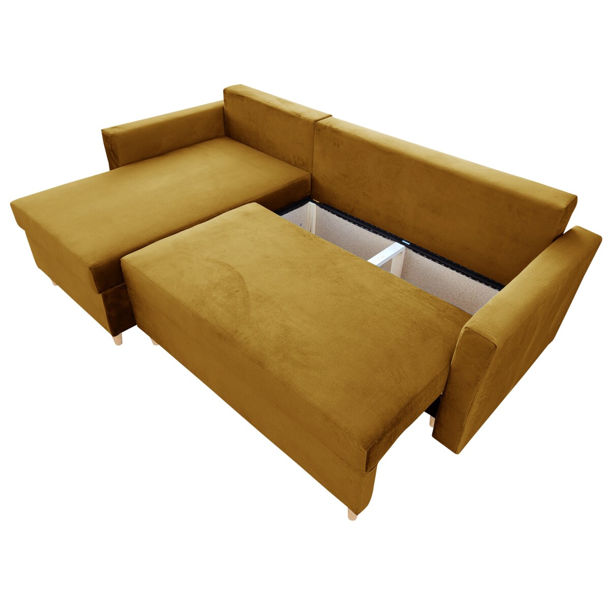 Uniwersalny narożnik z funkcją spania MON - musztardowy