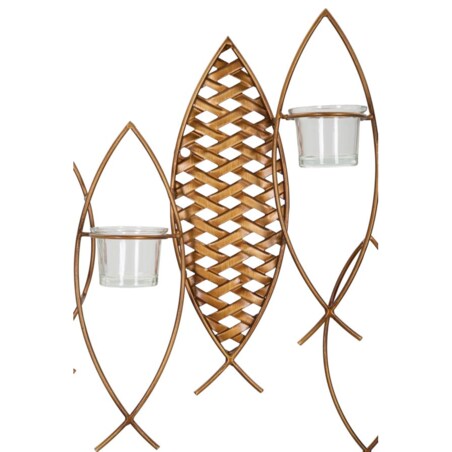 Świecznik ścienny Fish, 66 x 9 x 40,5 cm, dekoracyjny uchwyt na świecę, wielokolorowy, żelazo, szkło, Mauro Ferretti