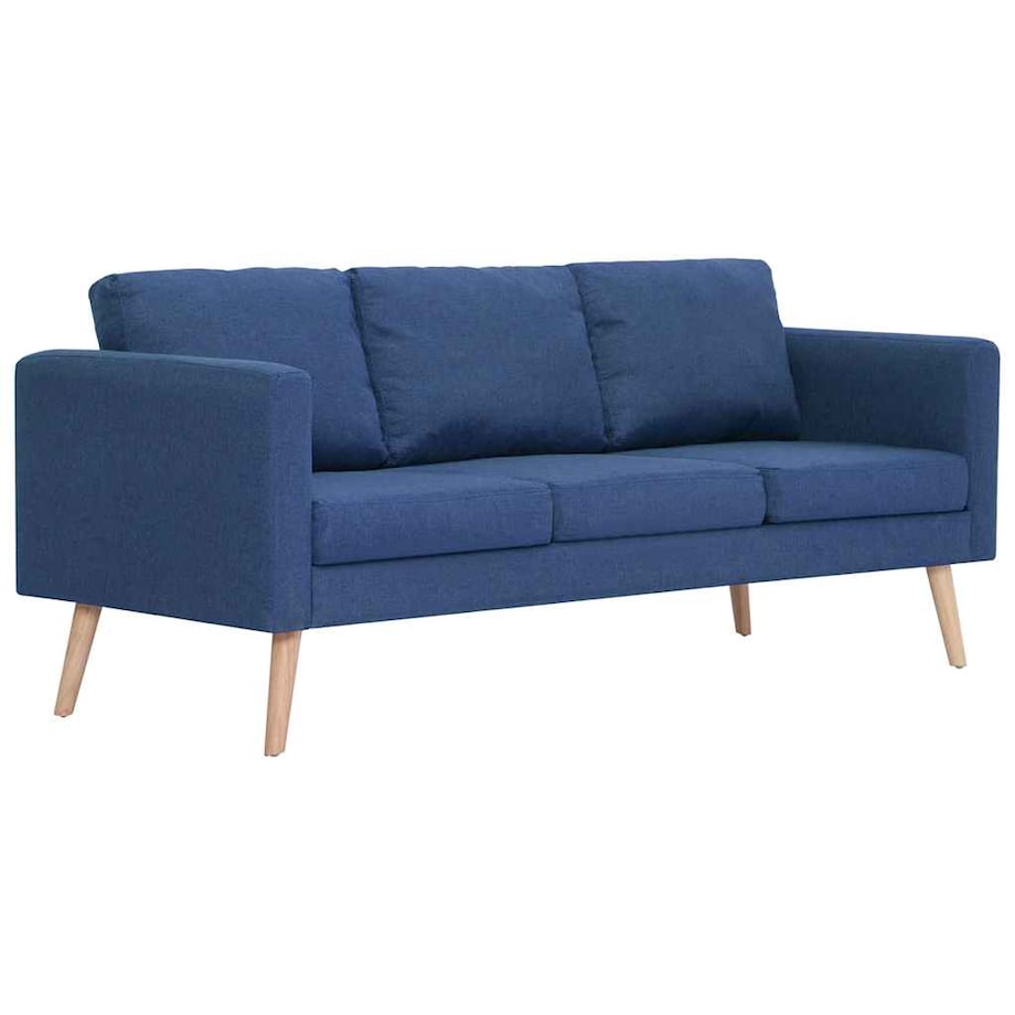 vidaXL 3-osobowa sofa tapicerowana tkaniną, niebieska