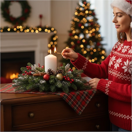 Świeca Świeczka Świąteczna Boże Narodzenie Filar Prosta 7X15 Cm Biała