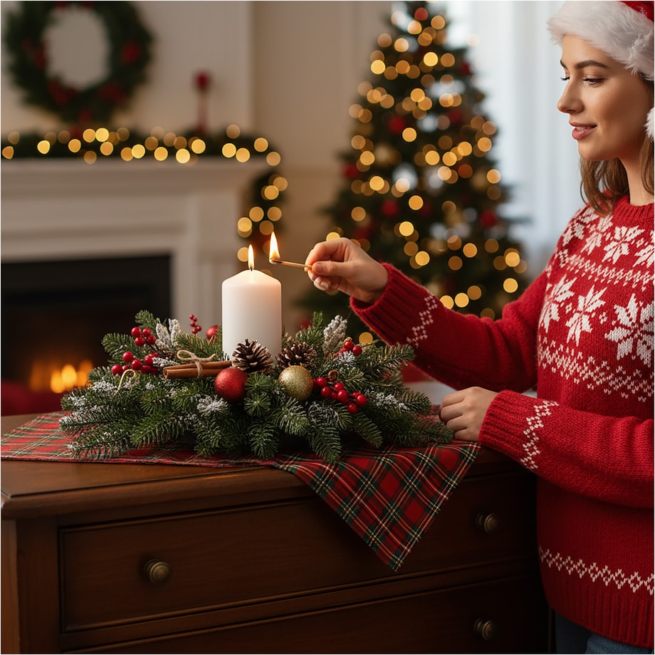 Świeca Świeczka Świąteczna Boże Narodzenie Filar Prosta 7X15 Cm Biała