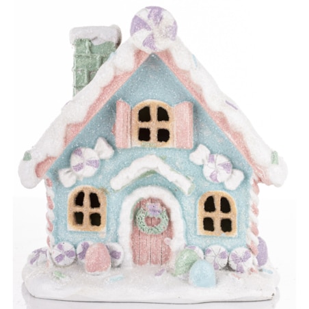 Domek ciasteczkowy LED 13x12x10,5 cm BISCOTTO niebieski mały