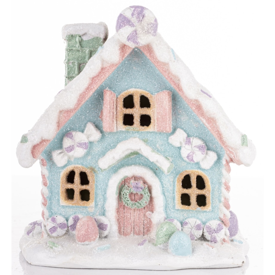 Domek ciasteczkowy LED 13x12x10,5 cm BISCOTTO niebieski mały