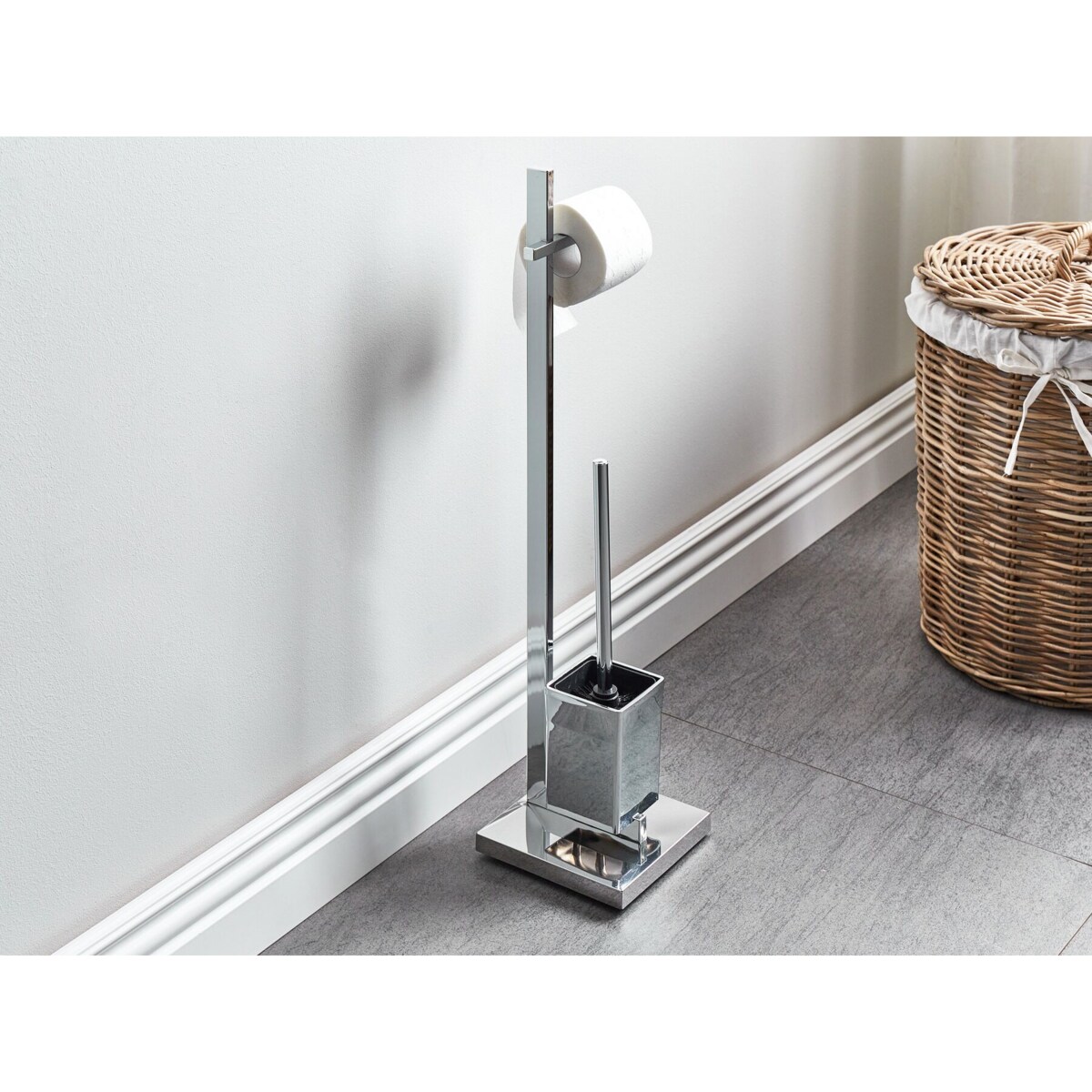 Stojak na papier i szczotkę toaletową srebrny ULAPES