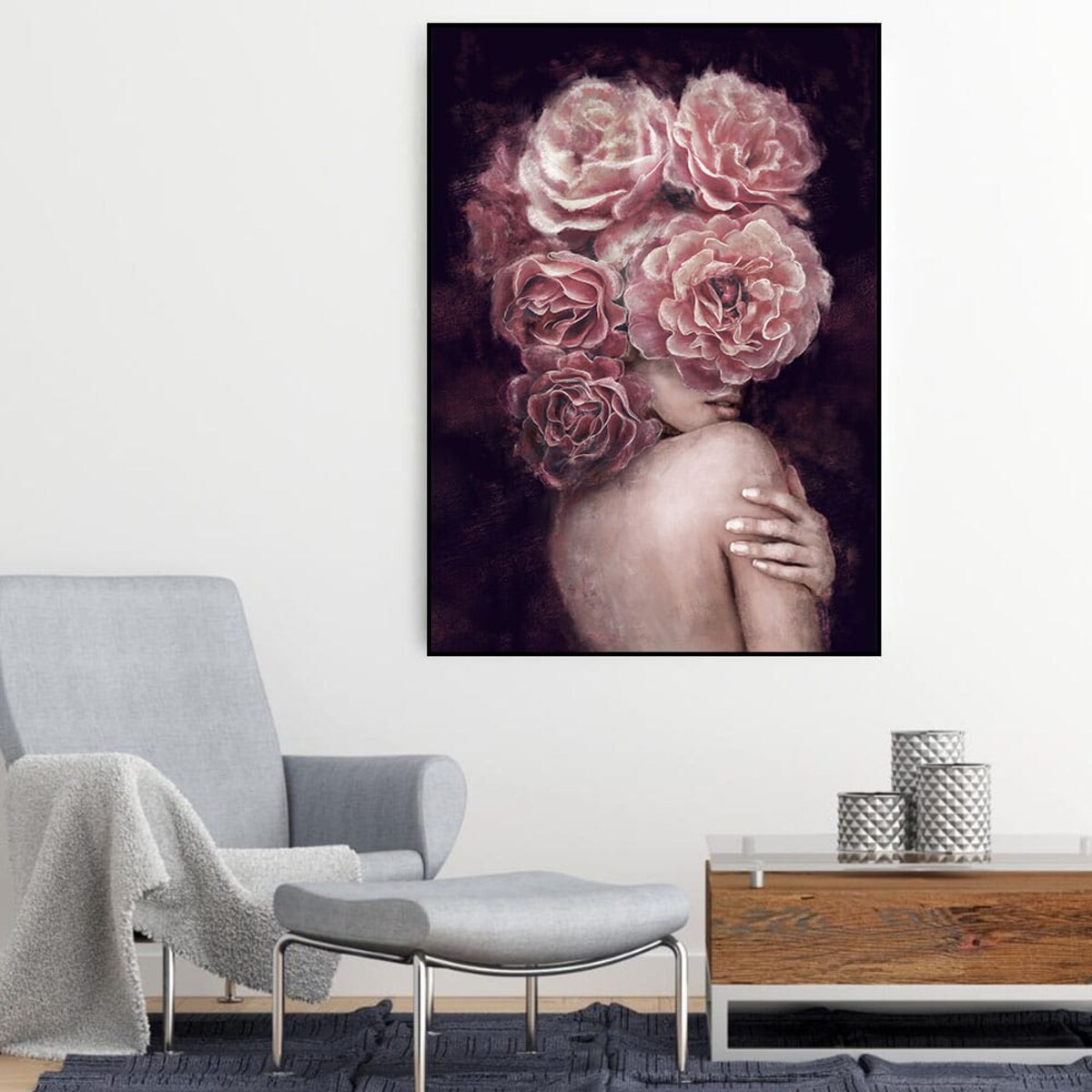 plakat dziewczyna z piwoniami 70x100 cm