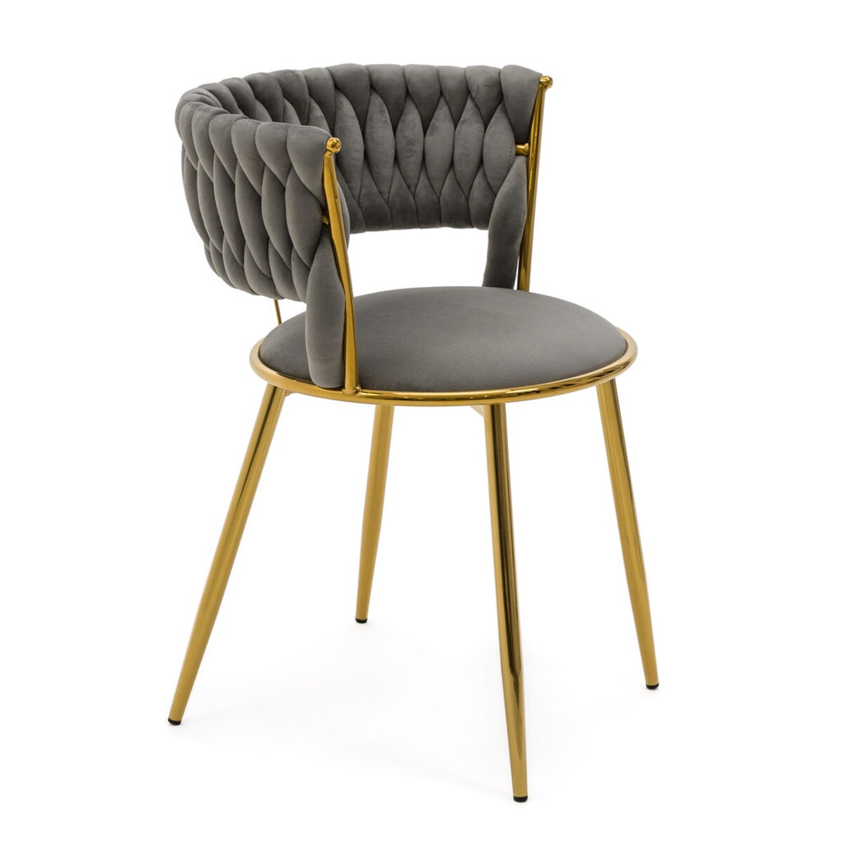 KRZESŁO TAPICEROWANE DO JADALNI SALONU WELUROWE NOWOCZESNE SZARE BAMBI