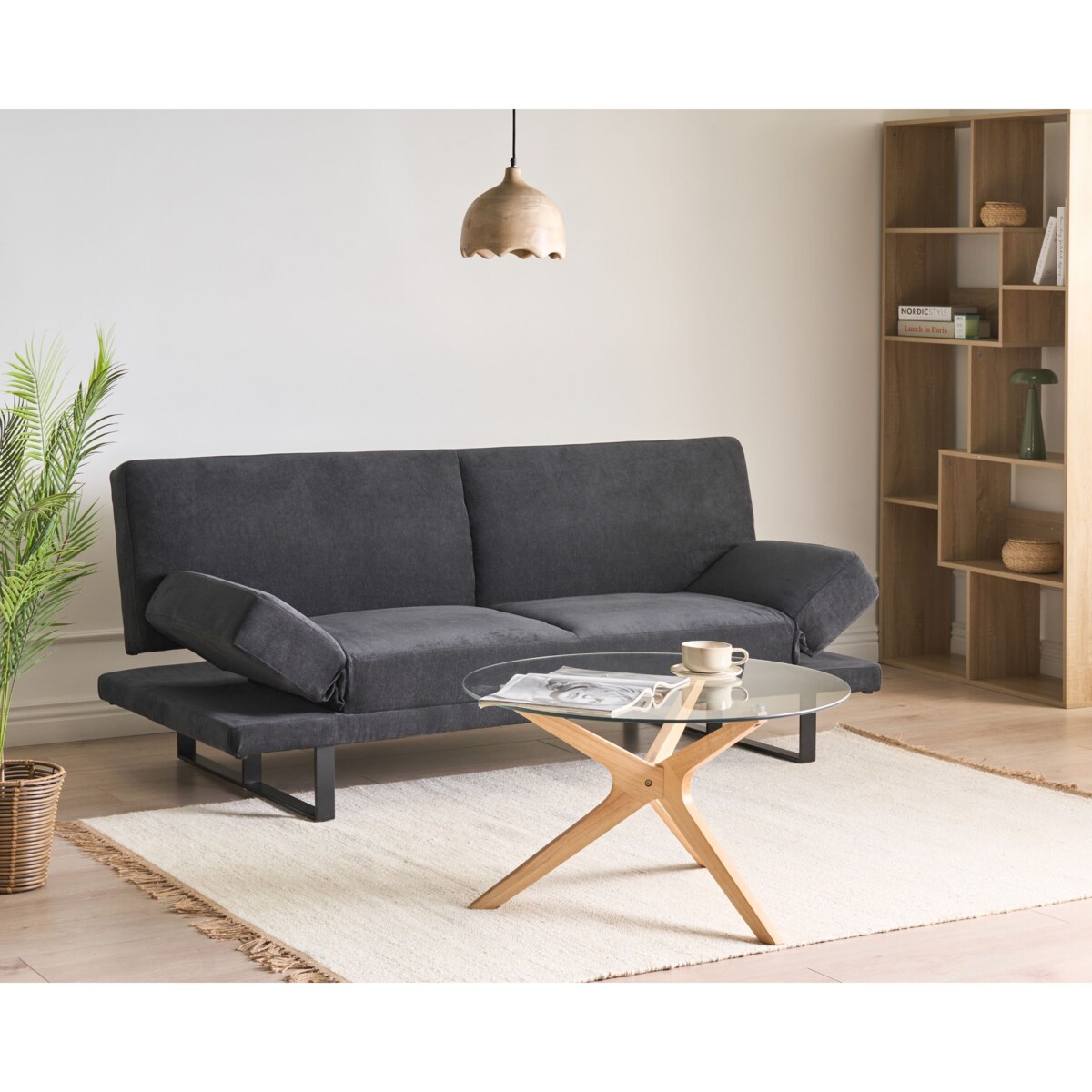 Sofa rozkładana dla 2 osób YORK Szenil Czarny