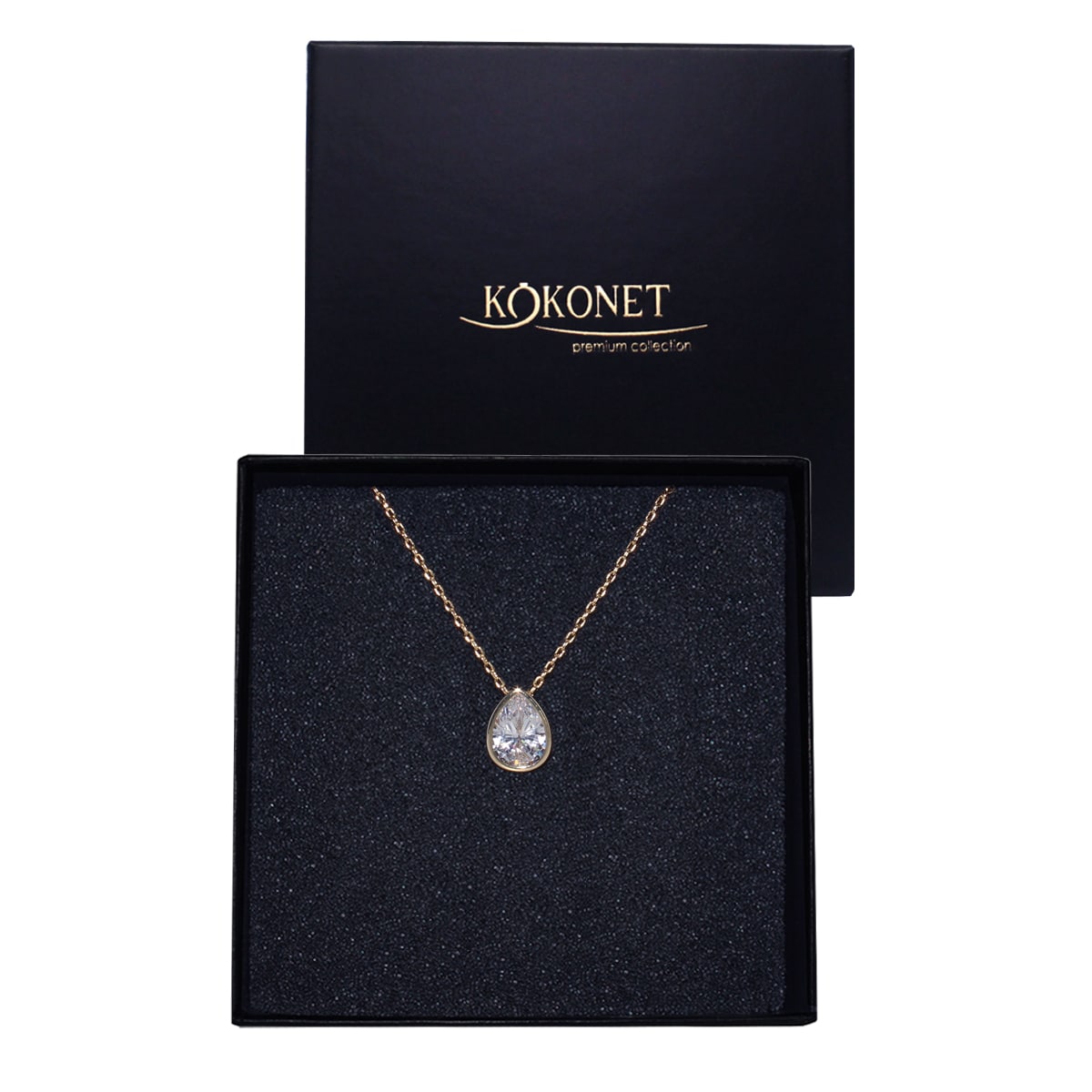 Naszyjnik łezka na łańcuszku ELEGANCKA złota na ślub PRZYJĘCIE galę