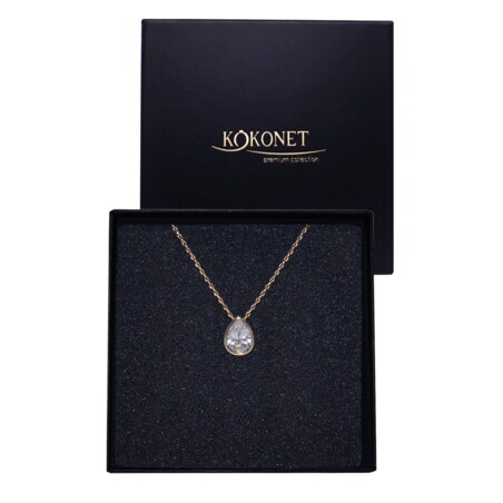 Naszyjnik łezka na łańcuszku ELEGANCKA złota na ślub PRZYJĘCIE galę