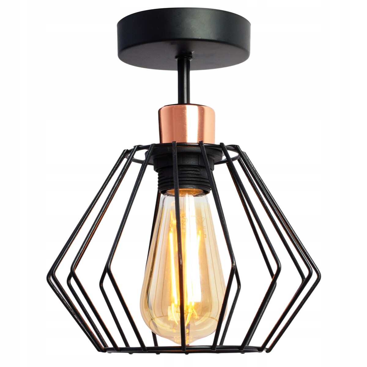 Lampa Sufitowa Wisząca Czarna Loft Druciana Siena