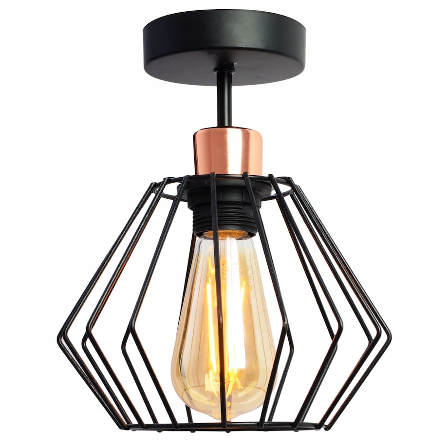 Lampa Sufitowa Wisząca Czarna Loft Druciana Siena
