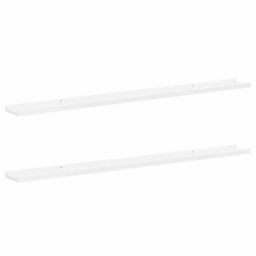 vidaXL Półki ścienne, 2 szt., wysoki połysk, białe, 115x9x3 cm