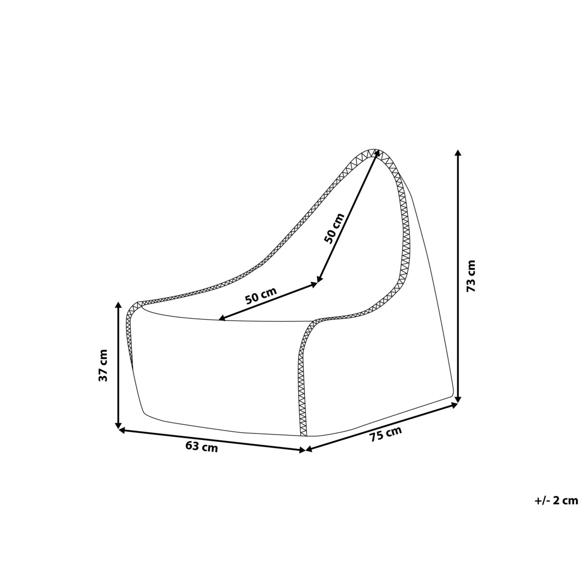 Fotel worek 200 L DROP 63 cm 75 cm Srebrny