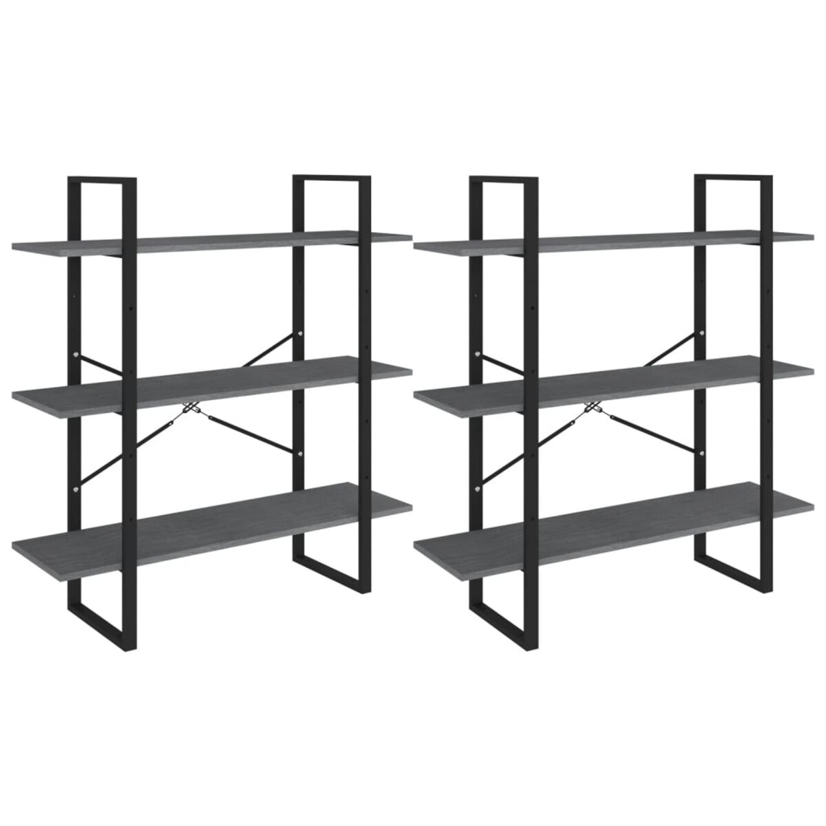 vidaXL Wysoki regał, szary, 100x30x210 cm, lite drewno sosnowe