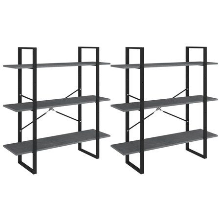 vidaXL Wysoki regał, szary, 100x30x210 cm, lite drewno sosnowe