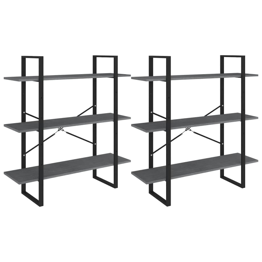 vidaXL Wysoki regał, szary, 100x30x210 cm, lite drewno sosnowe