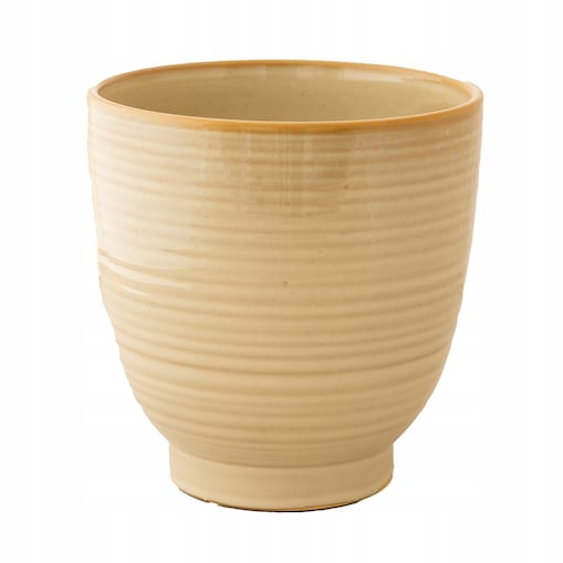 DONICZKA OSŁONKA CERAMICZNA BEŻOWA 17cm WYSOKA połysk okrągła do salonu