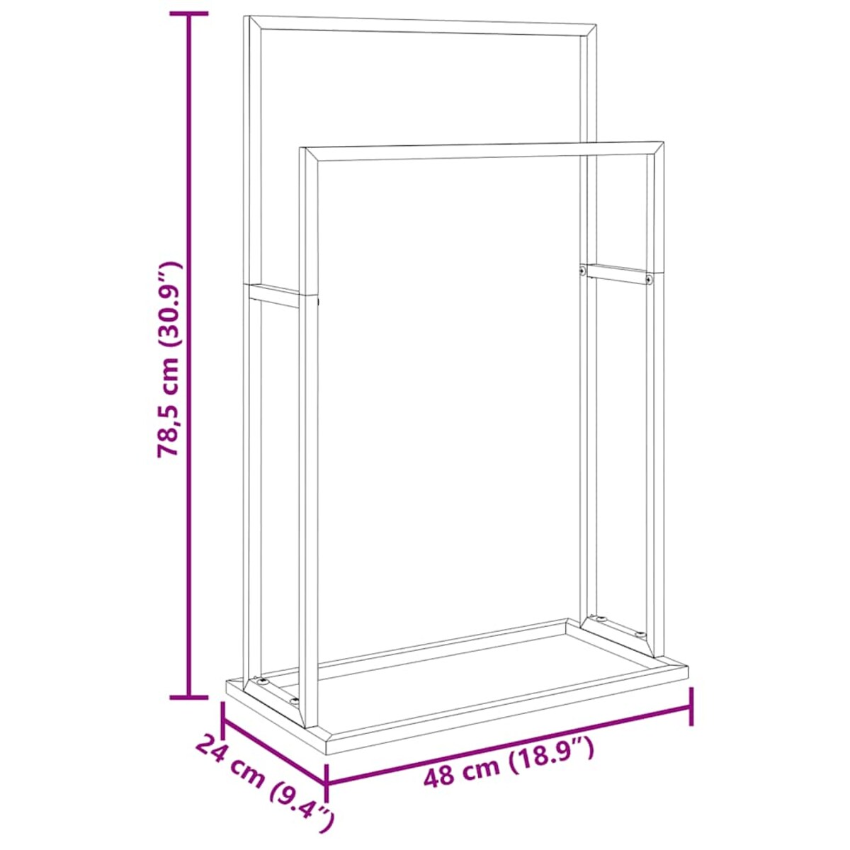vidaXL Wolnostojący wieszak na ręczniki, biały, 48x24x78,5 cm, żelazny