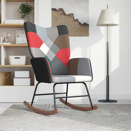 vidaXL Fotel bujany, patchworkowy, tapicerowany tkaniną