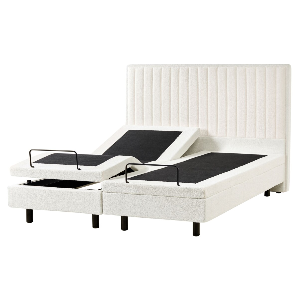 Łóżko regulowane Boucle DUKE II 160 x 200 cm Złamana biel