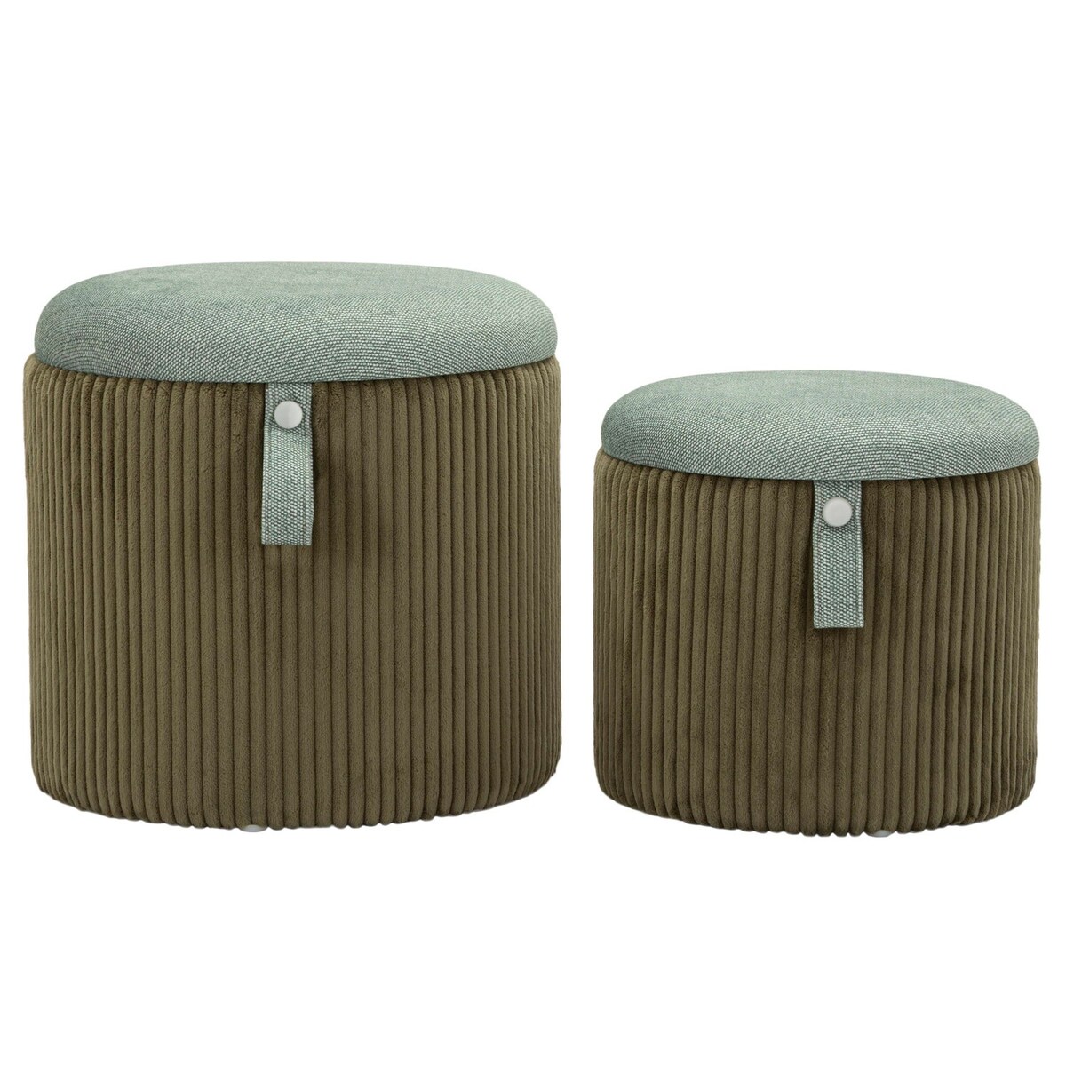Pufa 2 szt. ze schowkiem 38x38x38 i 28x32x32 cm MONTANA zielona