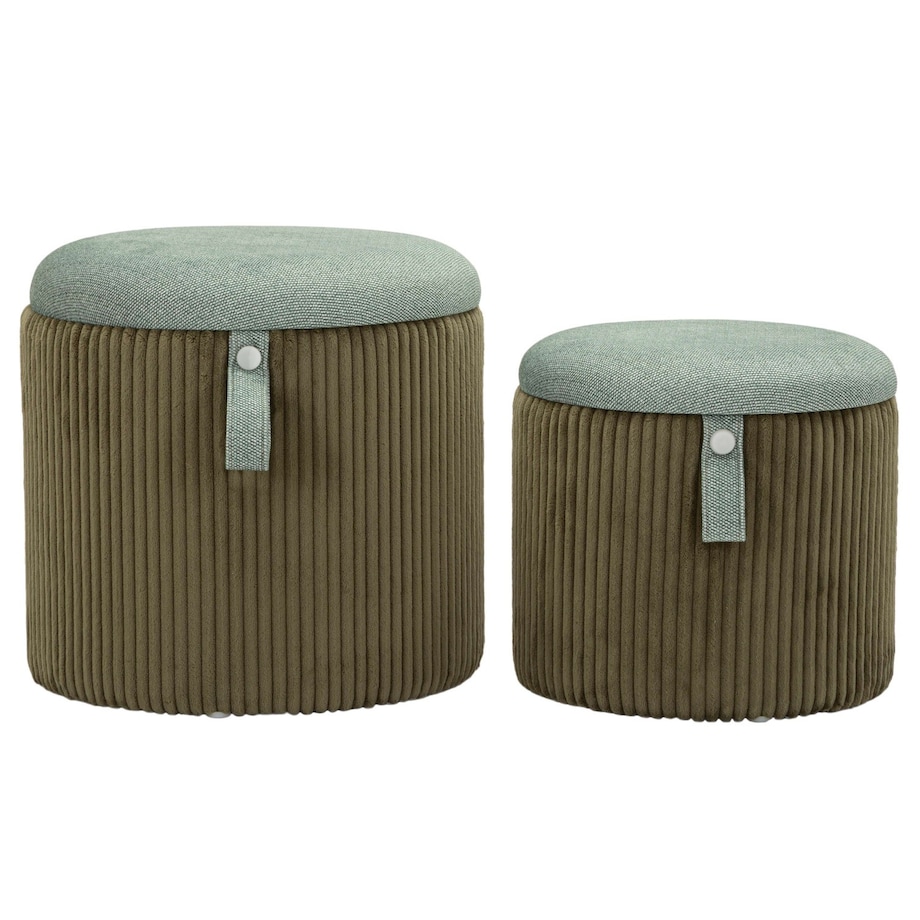 Pufa 2 szt. ze schowkiem 38x38x38 i 28x32x32 cm MONTANA zielona