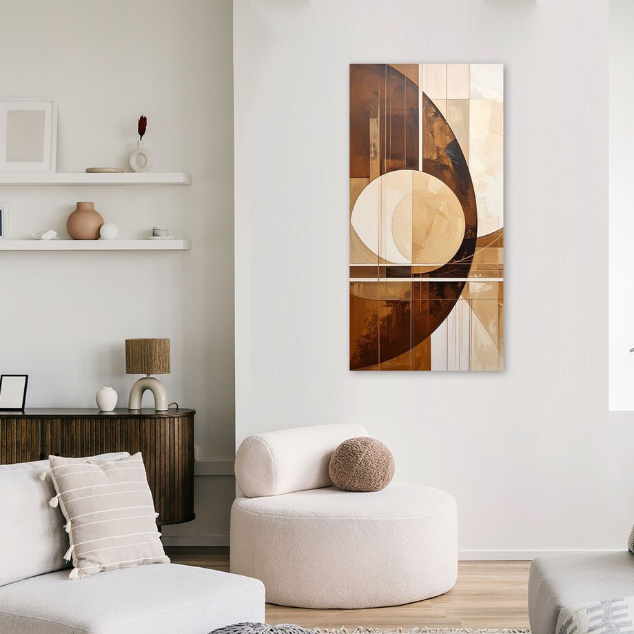Obraz do salonu sypialni kuchni, Abstrakcyjne koła kształty w odcieniach beżu i brązu