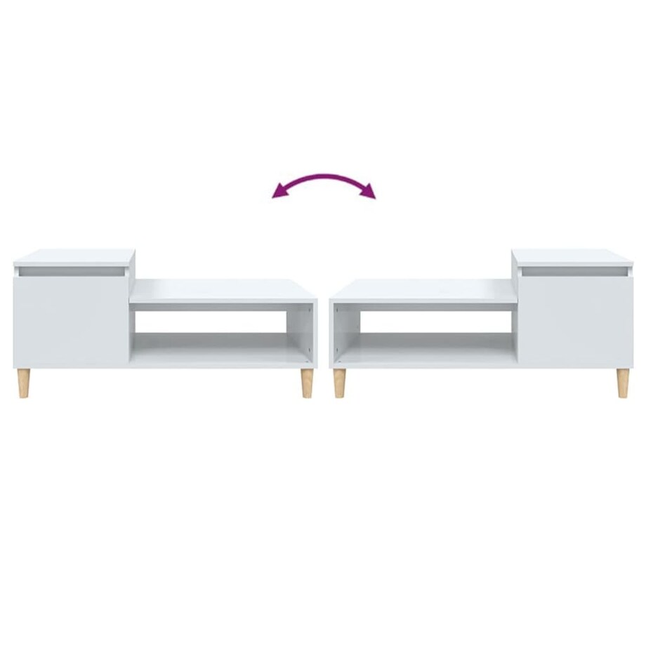 vidaXL Stolik kawowy, biały o wysokim połysku, 100x50x45 cm