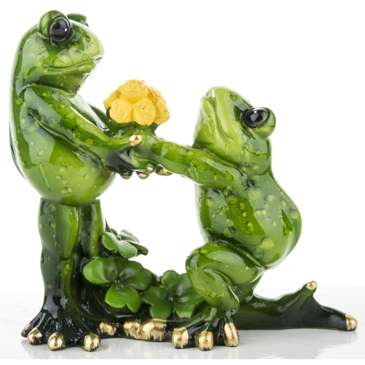 Dekoracja - para zielonych żabek 11x11x4,5 cm RANE z kwiatami PROPOSTA
