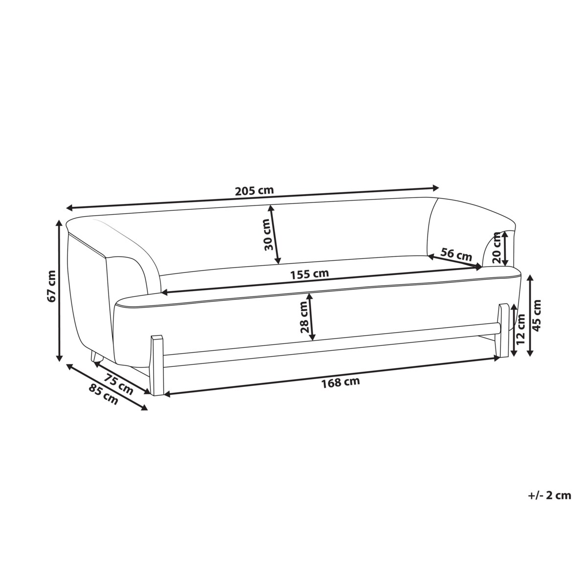 Sofa dla 3 osób ALNOR Ciemnoszary