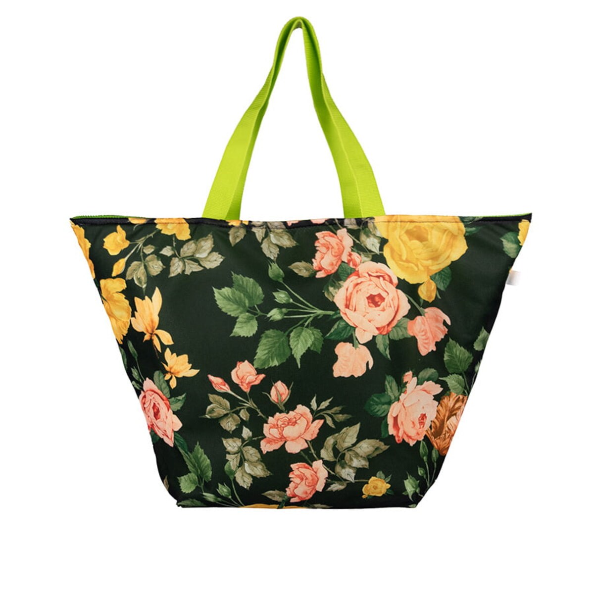 Torba na zakupy trapezowa 67x42 cm zielona lub w żółte róże