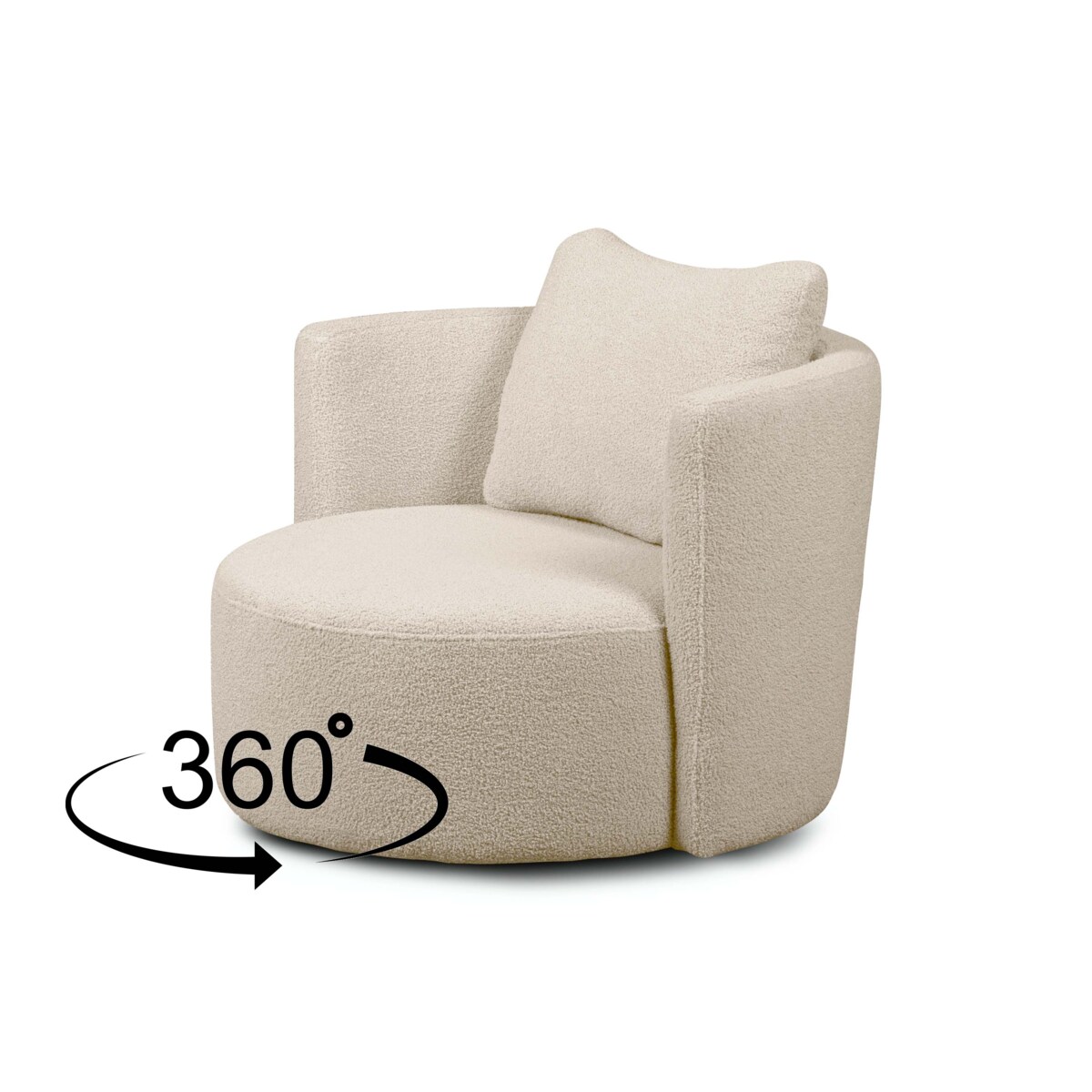 KONSIMO RAGGI Fotel i puf obrotowy baranek jasnobeżowy baranek