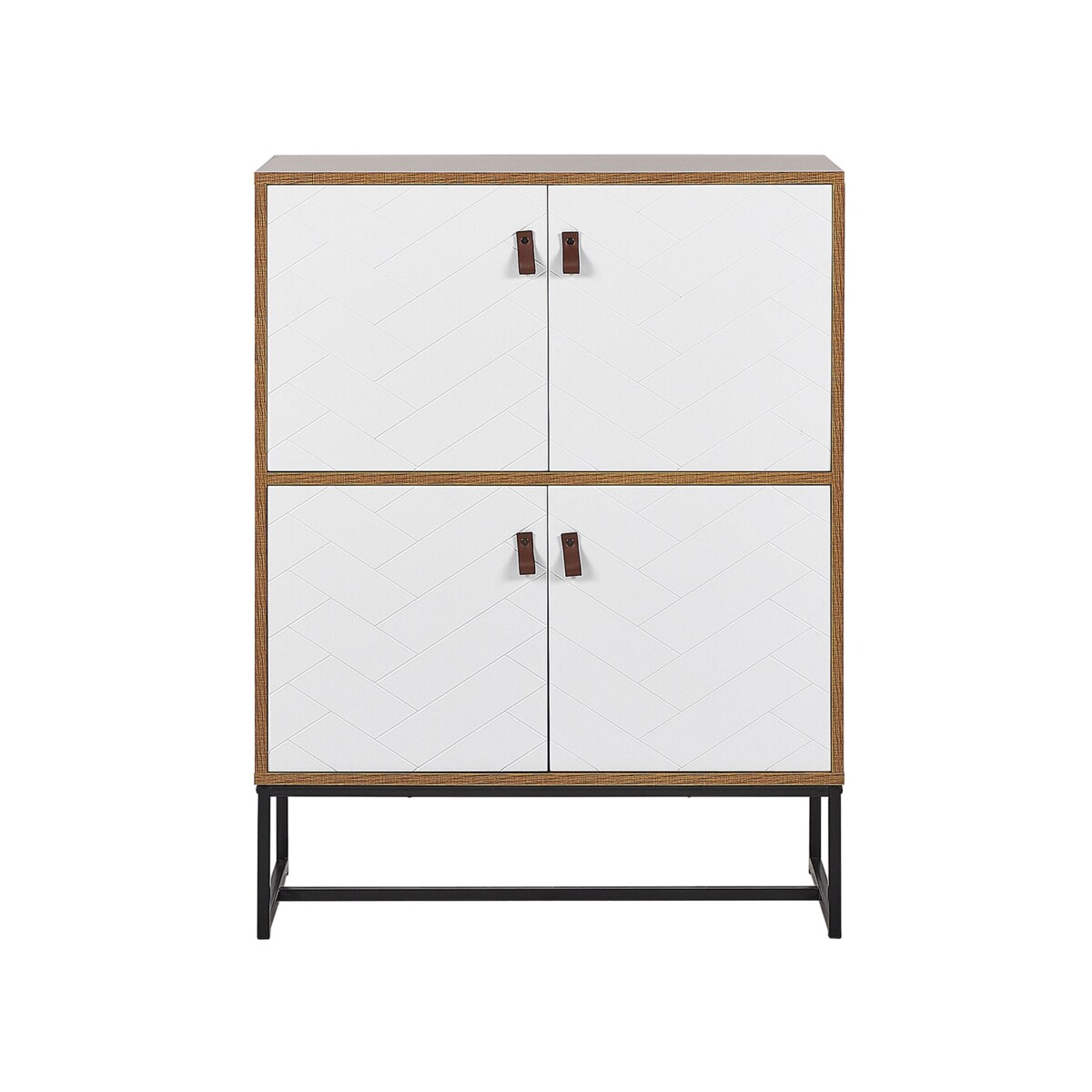 Szafka czterodrzwiowa jasne drewno z białym NUEVA