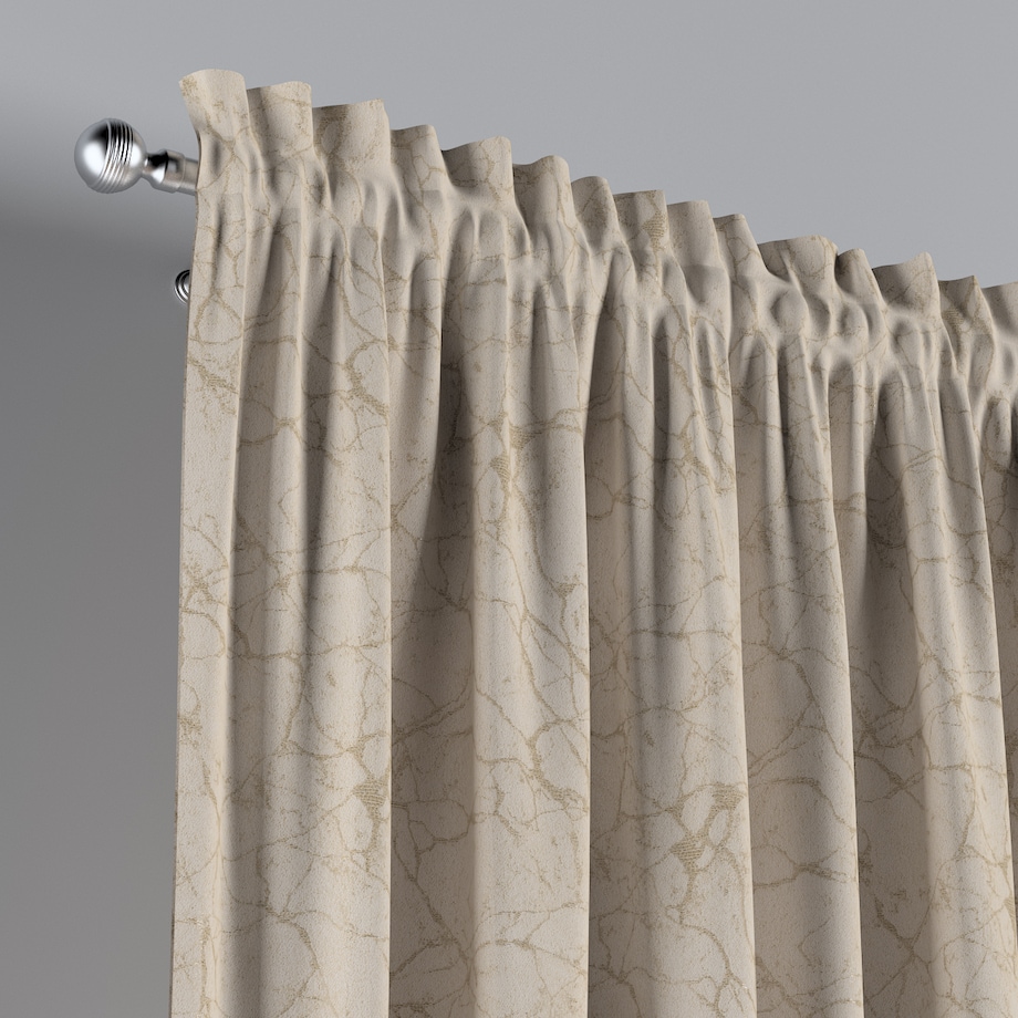 Zasłona na kanale z grzywką 1 szt. 130x245 marmurkowy złoty wzór na tle ecru