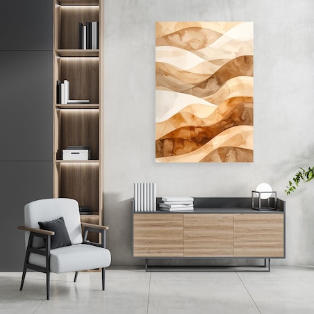 Obraz do salonu sypialni biura loftu, Abstrakcyjne fale pastelowy beżowy