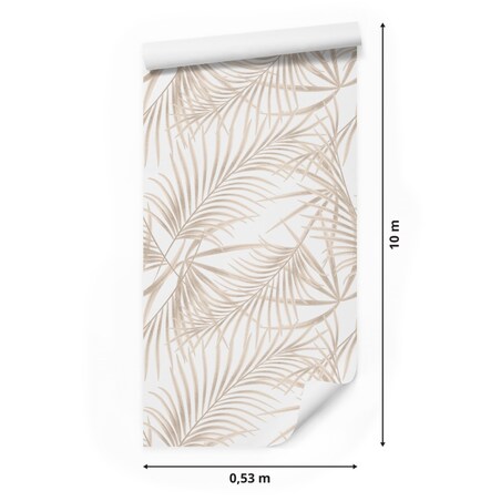 Tapeta Beżowe LIŚCIE Palmy Rośliny Natura