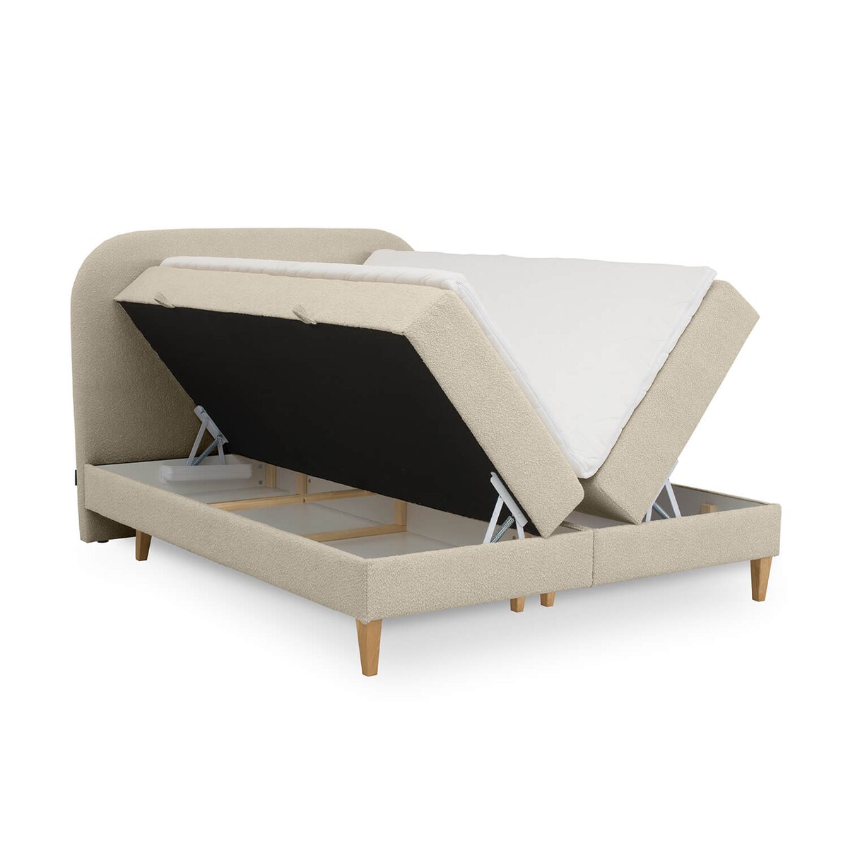 Łóżko kontynentalne CATRINE 120x200 z pojemnikiem, Beż, tkanina Baloo 2075