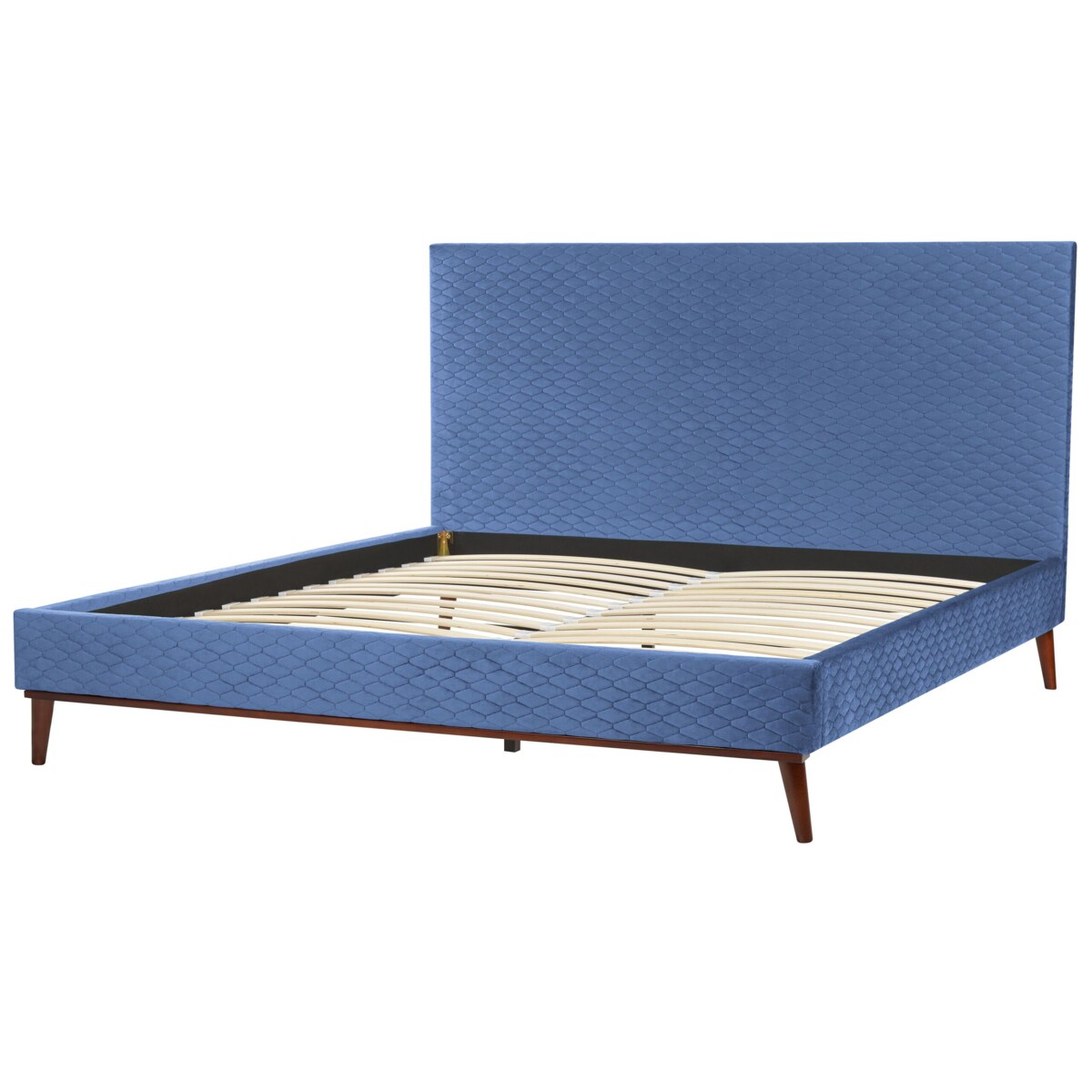 Łóżko welurowe 180 x 200 cm niebieskie BAYONNE