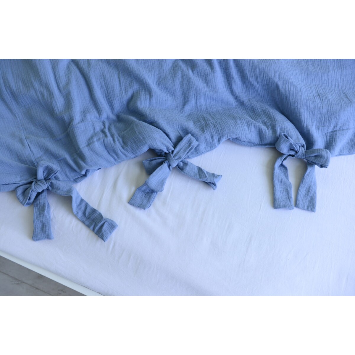 Pościel muślinowa z falbanką jeans 180/200 + 2x70/80