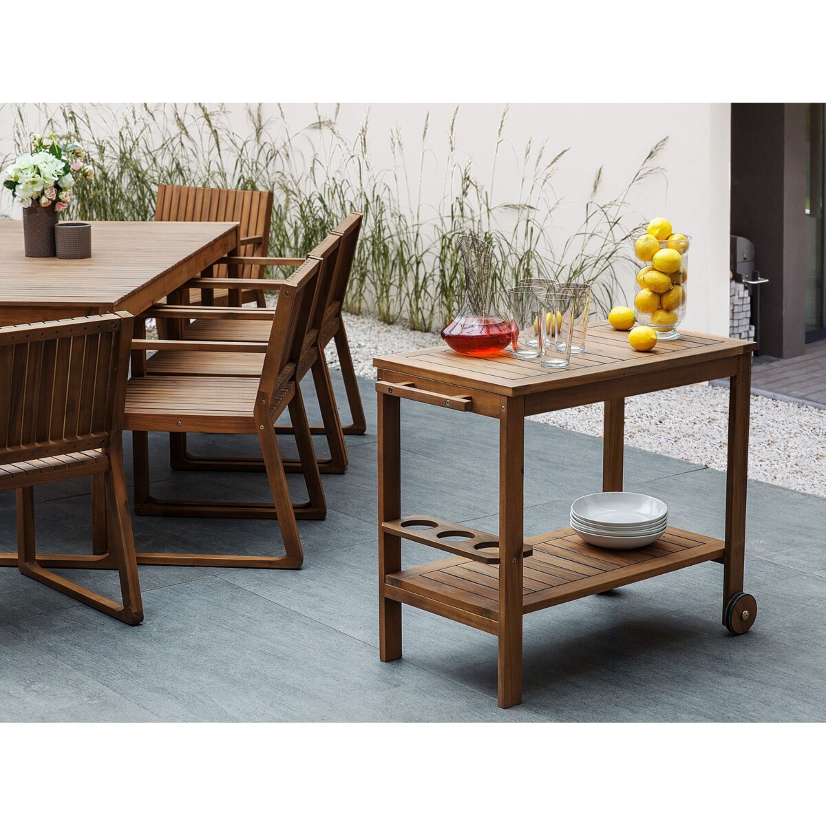 Wózek kuchenny akacjowy jasne drewno SASSARI